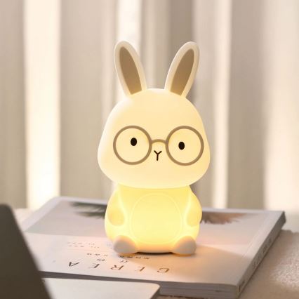 LED RGBW Дитяча сенсорна лампа з регулюванням яскравості FLORKA LED/1W/5V USB 1200 mAh зайчик білий/сірий