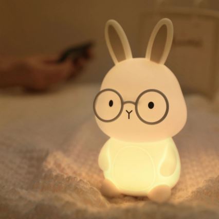 LED RGBW Дитяча сенсорна лампа з регулюванням яскравості FLORKA LED/1W/5V USB 1200 mAh зайчик білий/сірий