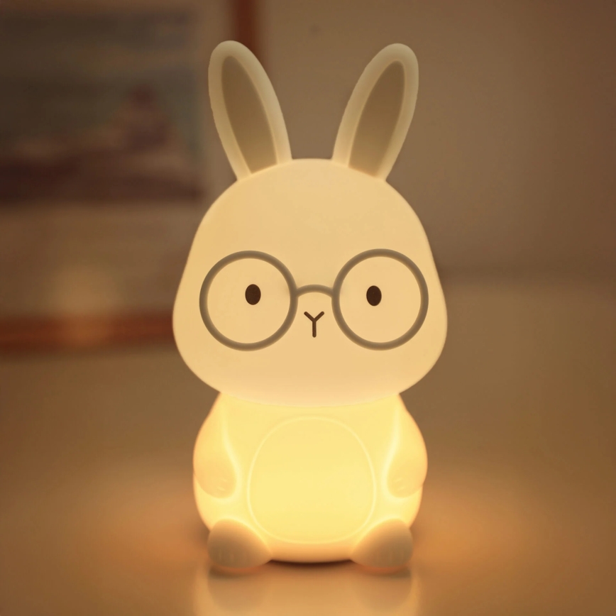 LED RGBW Дитяча сенсорна лампа з регулюванням яскравості FLORKA LED/1W/5V USB 1200 mAh зайчик білий/сірий