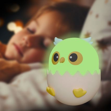 LED RGBW Дитяча сенсорна лампа з регулюванням яскравості OWL LED/1W/5V USB 1200 mAh сова синій