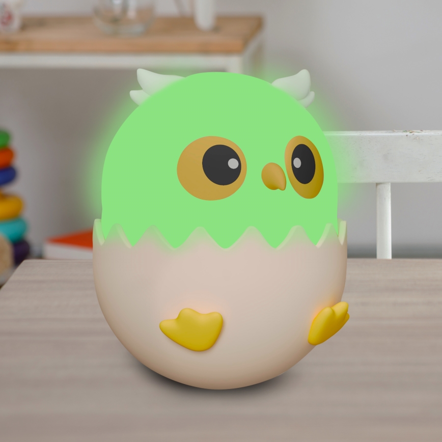 LED RGBW Дитяча сенсорна лампа з регулюванням яскравості OWL LED/1W/5V USB 1200 mAh сова синій