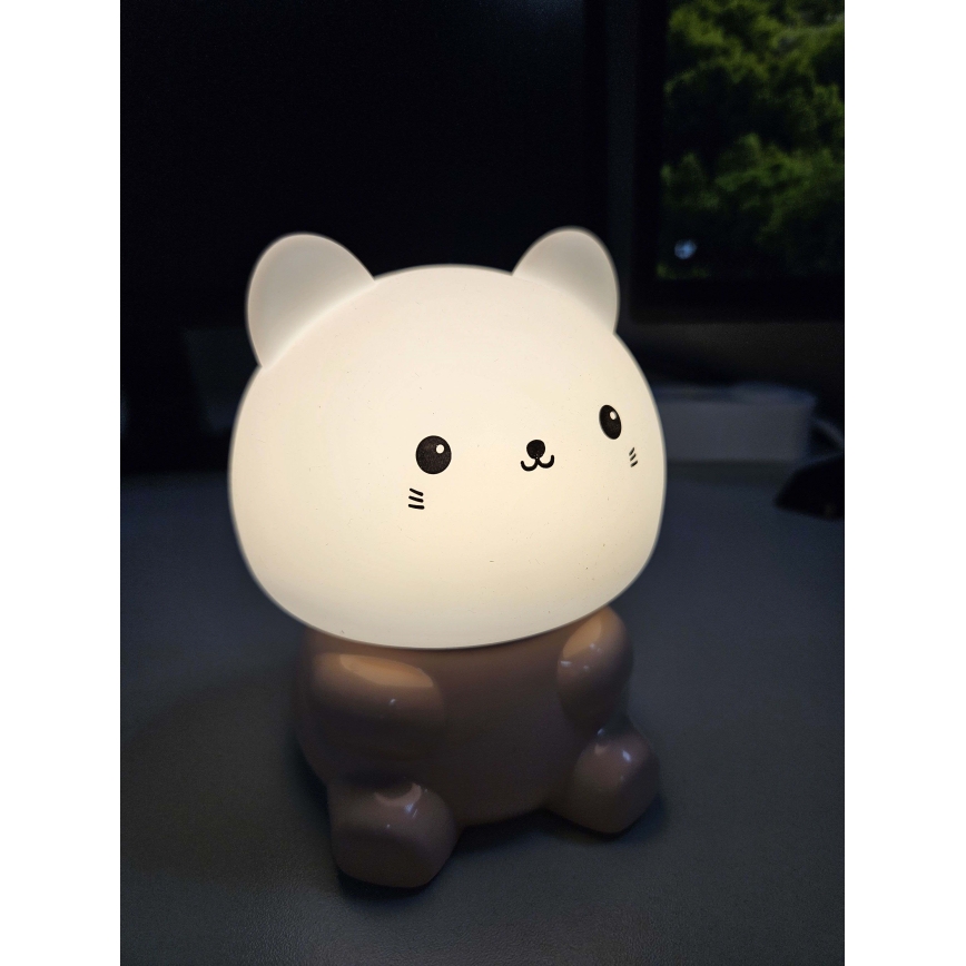 Світлодіодна RGBW дитяча сенсорна лампа LED/1W/5V USB 1200 мАг кішка