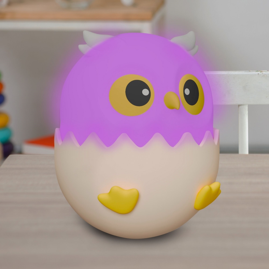 LED RGBW Дитяча сенсорна лампа з регулюванням яскравості OWL LED/1W/5V USB 1200 mAh сова рожевий