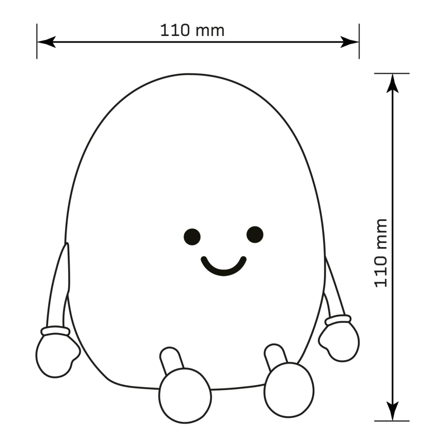 LED RGBW Дитяча сенсорна лампа з регулюванням яскравості POTATO LED/2W/5V USB 1200 mAh картопля