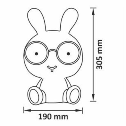 LED RGBW Дитячий нічник з регулюванням яскравості LED/2,5W/230V кролик білий