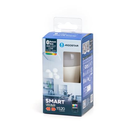 Світлодіодна RGBW лампочка з регулюванням яскравості MESH Smart A60 E27/15W/230V 2700-6500K - Aigostar
