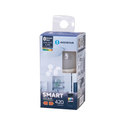 Світлодіодна RGBW лампочка з регулюванням яскравості G45 E14/4,9W/230V 2700-6500K - Aigostar