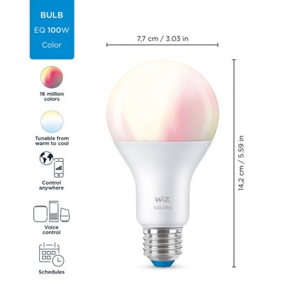 LED RGBW Лампочка з регулюванням яскравості A67 E27/13W/230V 2200-6500K CRI 90 Wi-Fi -WiZ