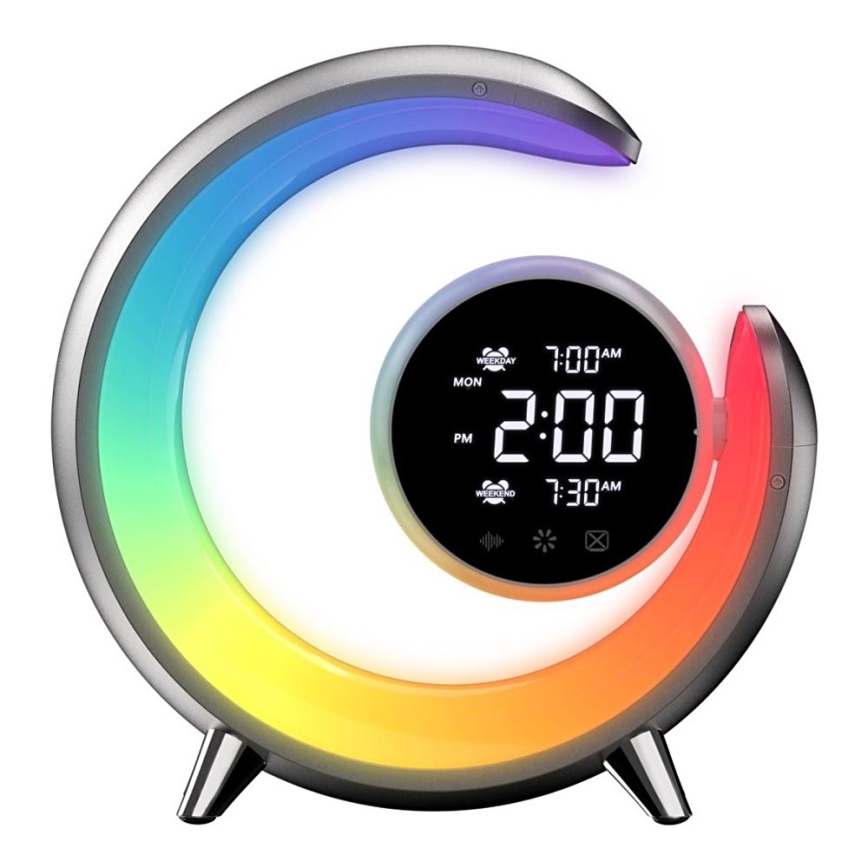 LED RGBW Настільна лампа з регулюванням яскравості та будильником LED/20W/5V USB срібний