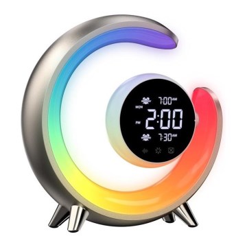 LED RGBW Настільна лампа з регулюванням яскравості з будильником PEACOCK LED/20W/5V USB