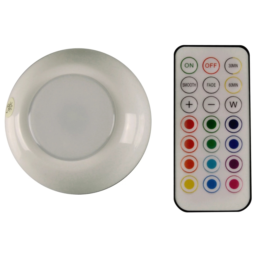 LED RGBW Регульоване освітлення меблів LED/0,5W/4,5V 3xAAA білий + пульт дистанційного керування