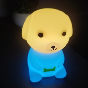 LED RGBW перезаряжаемый детский ночник с регулировкой яркости LED/2,5W/5V 3000K 1200 mAh в форме собаки