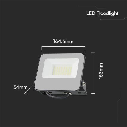 LED RGBW Прожектор з регулюванням яскравості LED/30W/230V IP65 сірий + пульт дистанційного керування