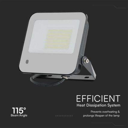 LED RGBW Прожектор з регулюванням яскравості LED/50W/230V IP65 сірий + пульт дистанційного керування