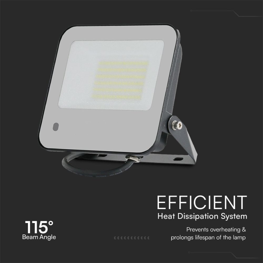 LED RGBW Прожектор з регулюванням яскравості LED/50W/230V IP65 сірий + пульт дистанційного керування