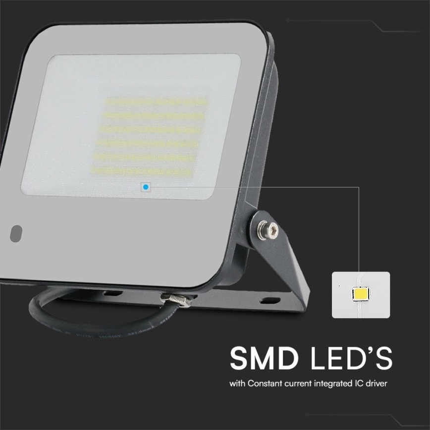 LED RGBW Прожектор з регулюванням яскравості LED/50W/230V IP65 сірий + пульт дистанційного керування