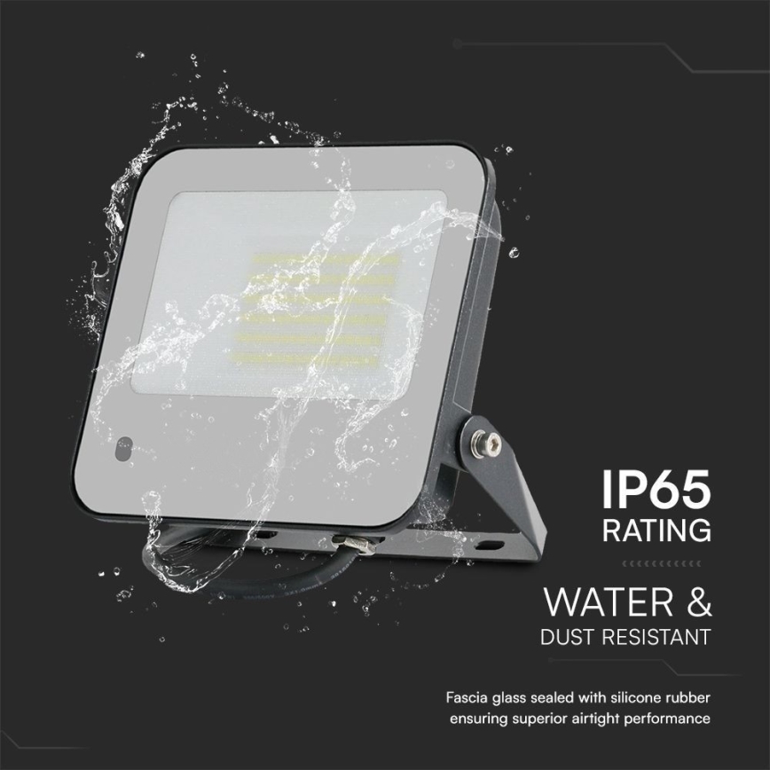 LED RGBW Прожектор з регулюванням яскравості LED/50W/230V IP65 сірий + пульт дистанційного керування