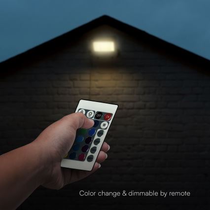 LED RGBW Прожектор з регулюванням яскравості LED/50W/230V IP65 сірий + пульт дистанційного керування