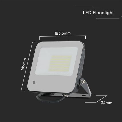 LED RGBW Прожектор з регулюванням яскравості LED/50W/230V IP65 сірий + пульт дистанційного керування