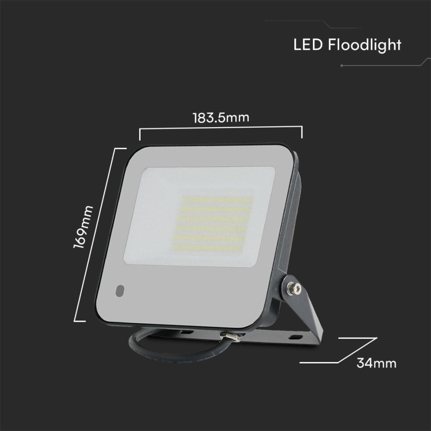 LED RGBW Прожектор з регулюванням яскравості LED/50W/230V IP65 сірий + пульт дистанційного керування