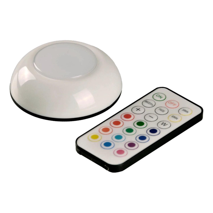 LED RGBW Регульоване освітлення меблів LED/0,5W/4,5V 3xAAA білий + пульт дистанційного керування