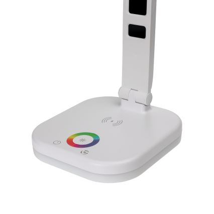 LED RGBW Сенсорна настільна лампа з регулюванням яскравості та бездротовою зарядкою дисплеєм і USB-портом MAGNUS LED/6W/5V 3000-6500K білий