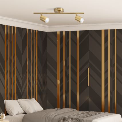 LED RGBW точковий світильник з регулюванням яскравості GOLDIE 2xGU10/4,8W/230V 3000K золотистий + пульт дистанційного керування