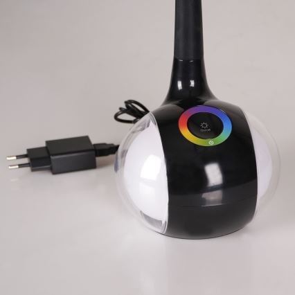 LED RGBW Сенсорна настільна лампа з регулюванням яскравості COSMOS LED/6,5W/230V чорний