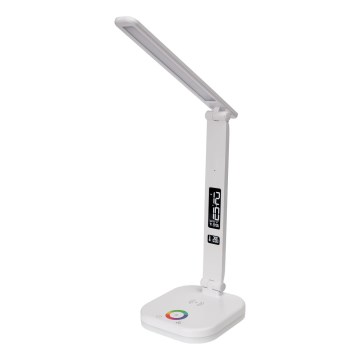 LED RGBW Сенсорна настільна лампа з регулюванням яскравості та бездротовою зарядкою дисплеєм і USB-портом MAGNUS LED/6W/5V 3000-6500K білий