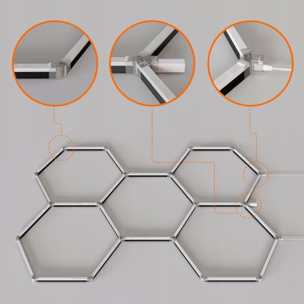 LED RGBW Диммируемый потолочный светильник HEXAGON LED/144W/85-265V 7000K 205x142 cm CRI 90 IP54 белый + пульт дистанционного управления