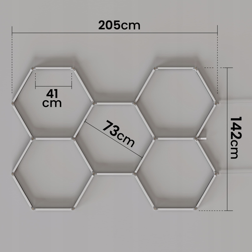LED RGBW Диммируемый потолочный светильник HEXAGON LED/144W/85-265V 7000K 205x142 cm CRI 90 IP54 белый + пульт дистанционного управления