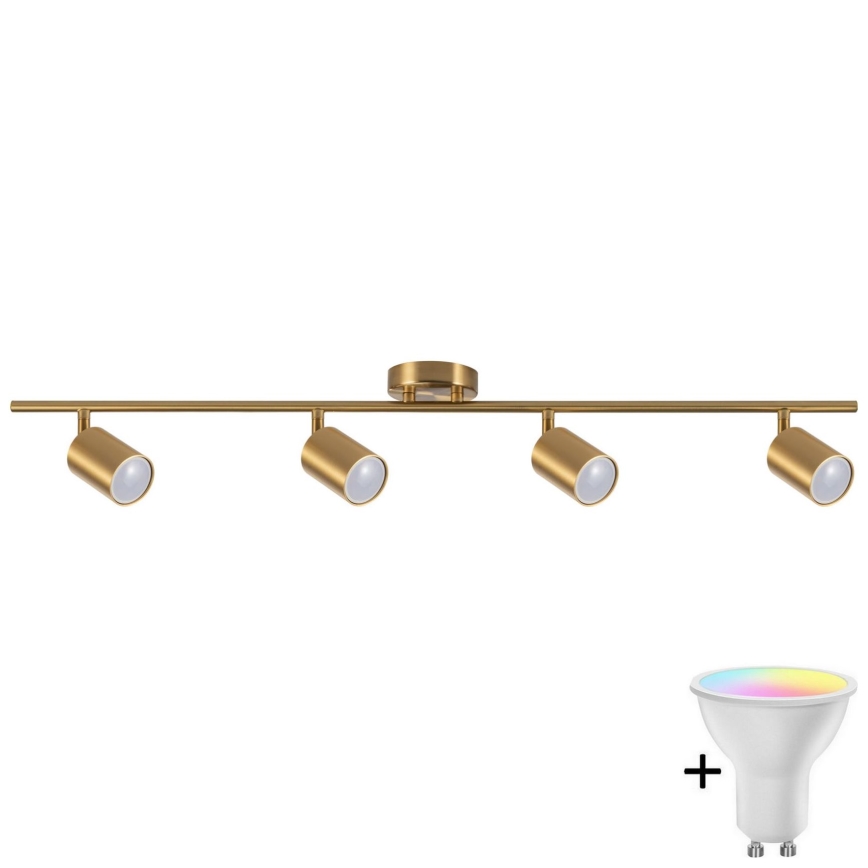 LED RGBW точковий світильник з регулюванням яскравості GOLDI 4xGU10/6,5W/230V 2700-6500K Wi-Fi, золотий