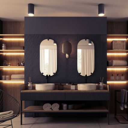 LED RGBW димований точковий світильник для ванної кімнати TURYN 1xGU10/6W/230V 3000K Wi-Fi IP44 чорний