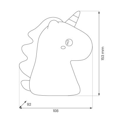 Нічник для дітей UNICORN LED RGBW — сенсорний, затемнюваний, перезаряджуваний (1W/5V, 1200 mAh)