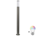 LED RGBW затемнювана зовнішня лампа LIVIA 1xE27/6,5W/230V 2700-6500K Wi-Fi 100 cm IP44 срібляста
