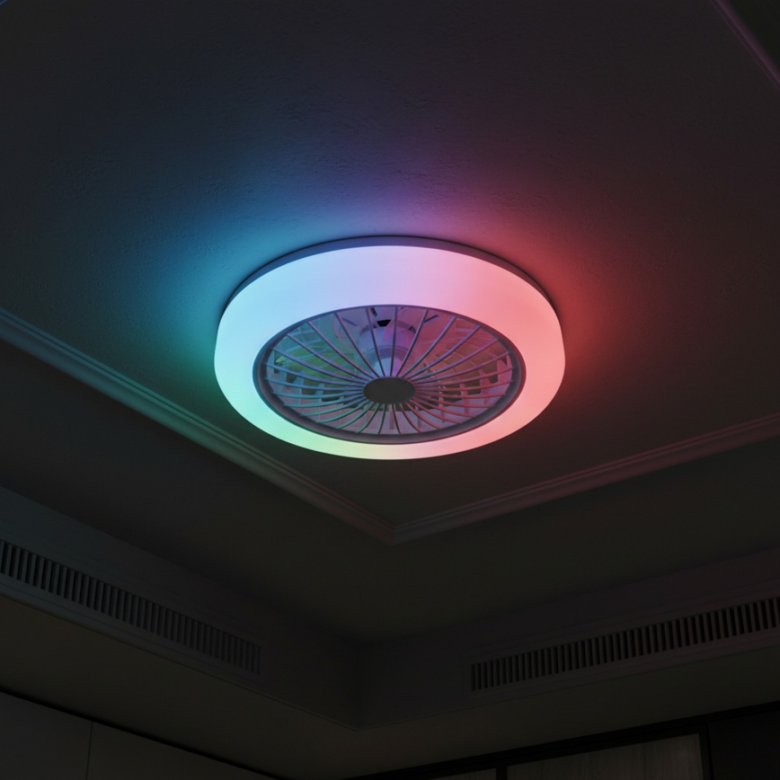 LED RGBW Димований стельовий світильник з вентилятором ZAMBIA LED/24W/230V 3000-6500K білий + пульт дистанційного керування