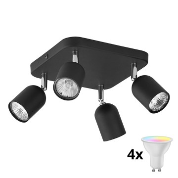 LED RGBW затемнюваний точковий світильник TOP 4xGU10/6,5W/230V 2700-6500K чорний