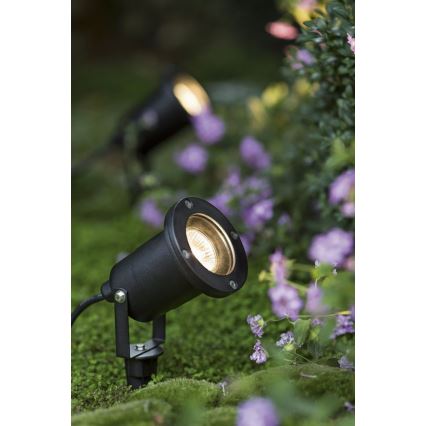 LED RGBW зовнішня лампа BLAKE з регулюванням яскравості 1xGU10/4,8W/230V IP65 + пульт дистанційного керування