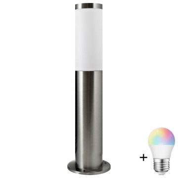 LED RGBW зовнішня лампа LIVIA з регулюванням яскравості 1xE27/6,5W/230V 2700-6500K Wi-Fi 45 cm IP44 срібляста