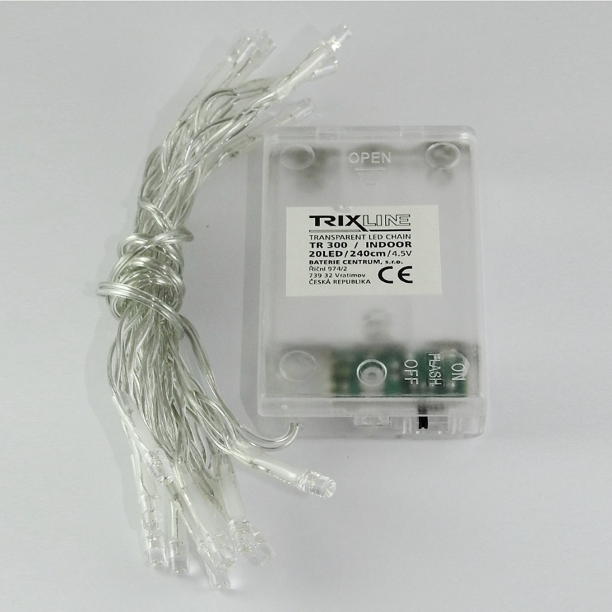 LED різдвяна гірлянда, 20 світлодіодів / 2 режими, 2,4 м, холодне біле світло