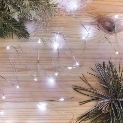 LED Різдвяна гірлянда 20xLED/2xAA 2,4m холодне біле світло