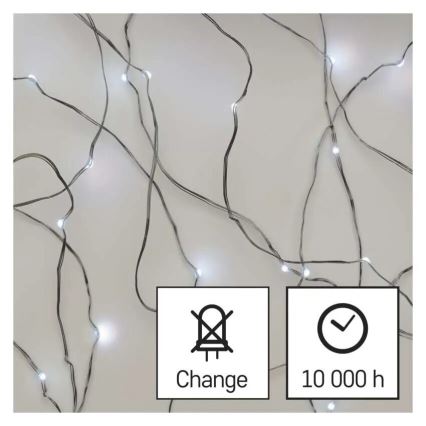 LED Різдвяна гірлянда 20xLED/2xAA 2,4m холодне біле світло