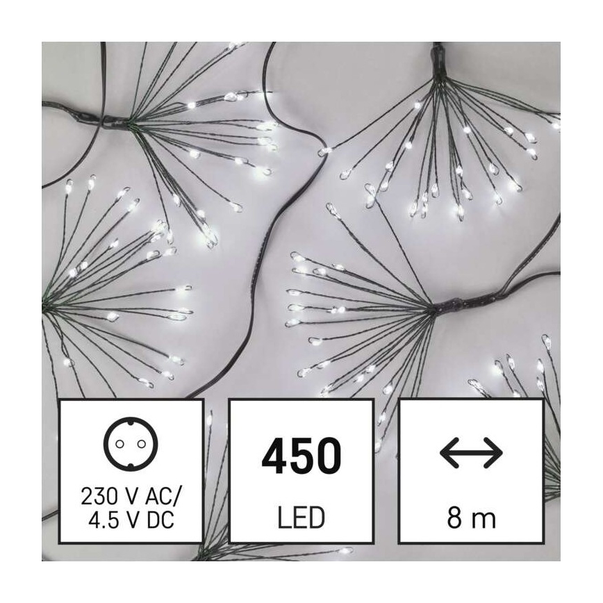 LED-різдвяна гірлянда 450 LED, 8+3 м, холодний білий