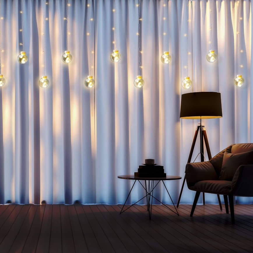 LED Різдвяна гірлянда-штора WISH BALLS 108xLED/8 функцій 4,5 м теплий білий