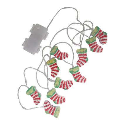 LED Різдвяна вулична гірлянда 10xLED/2xAA 1,65 m IP44 тепле біле панчохи