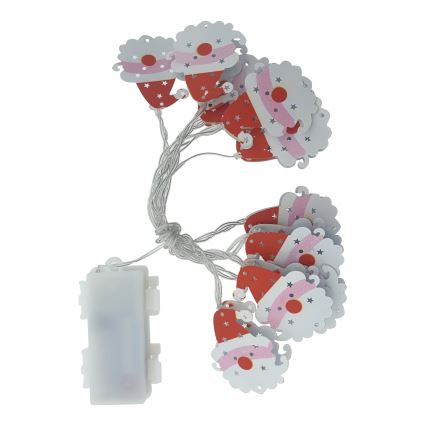 LED-різдвяна зовнішня гірлянда 10xLED/2xAA, 1,65 m, IP44, тепле біле світло, Santa