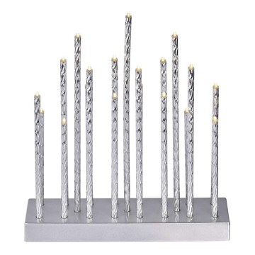 LED Різдвяний свічник 19xLED/3xAA сірий