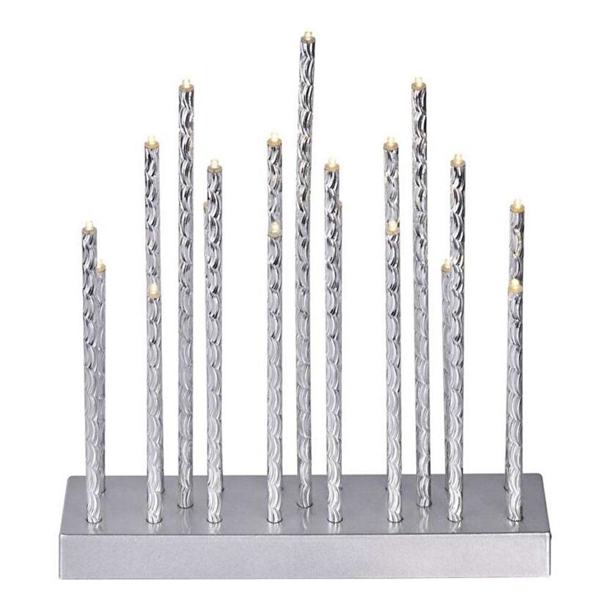 LED Різдвяний свічник 19xLED/3xAA сірий