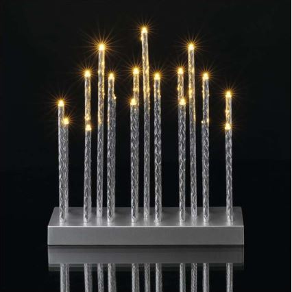 LED Різдвяний свічник 19xLED/3xAA сірий