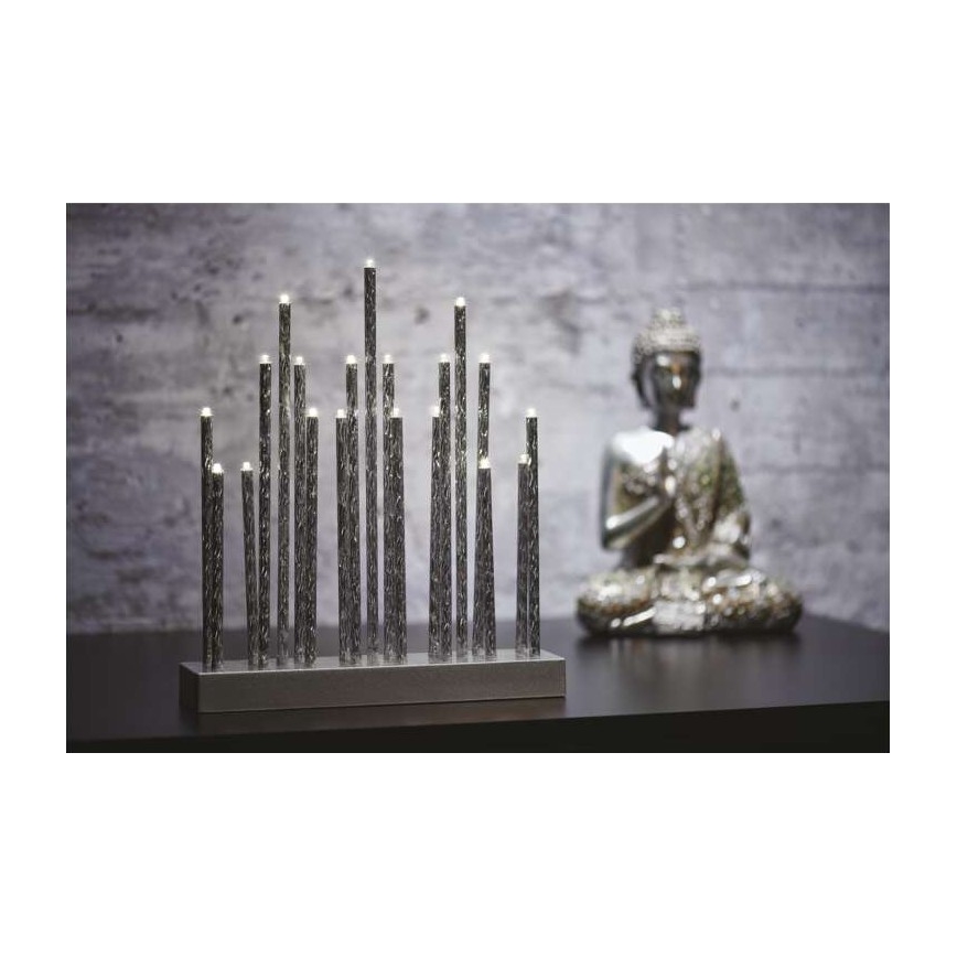 LED Різдвяний свічник 19xLED/3xAA сірий